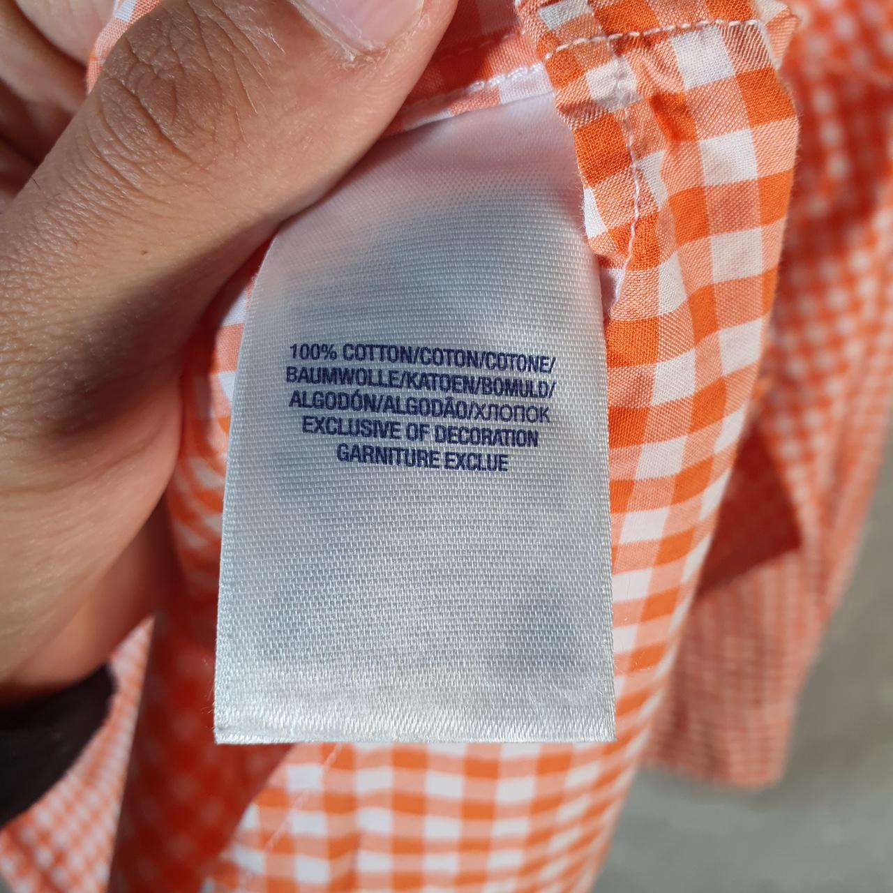 Vintage Ralph Lauren Button Down Shirt Womens Large Orange Checkered Cotton Pony