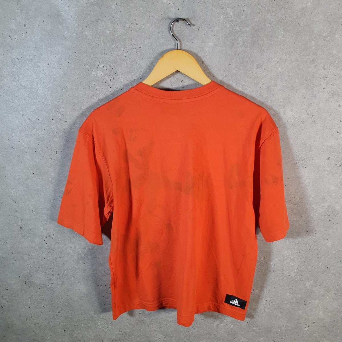 Vintage Adidas Spellout Retro T Shirt Womens XS Orange Logo Athletic