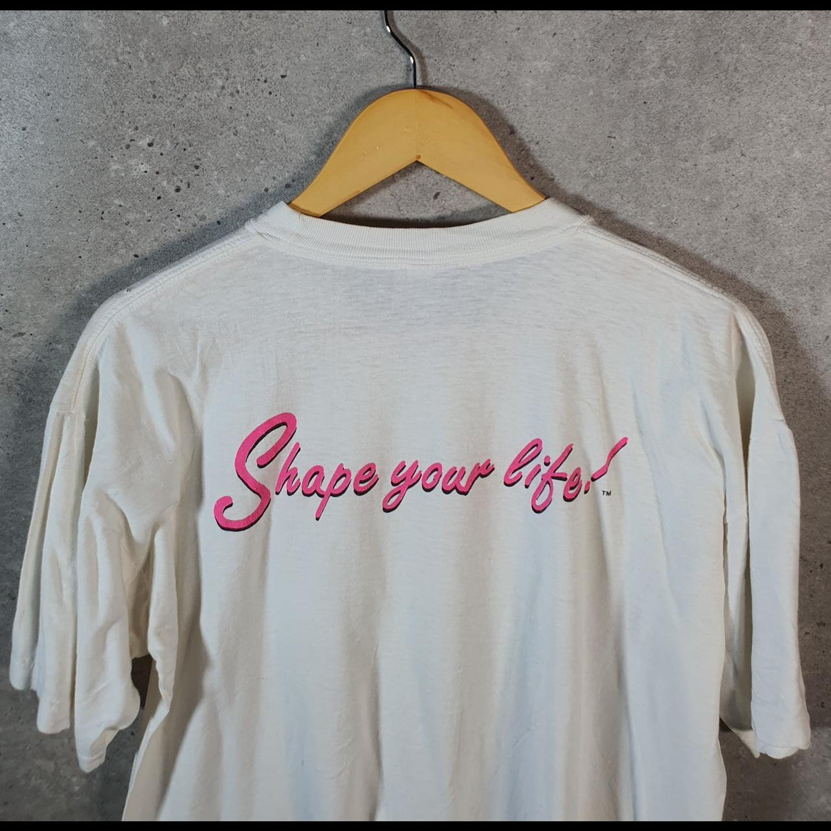 Vintage Ballys Shape Your Life Graphic 90s USA Single Stitch T Shirt Men’s Medium White C9506