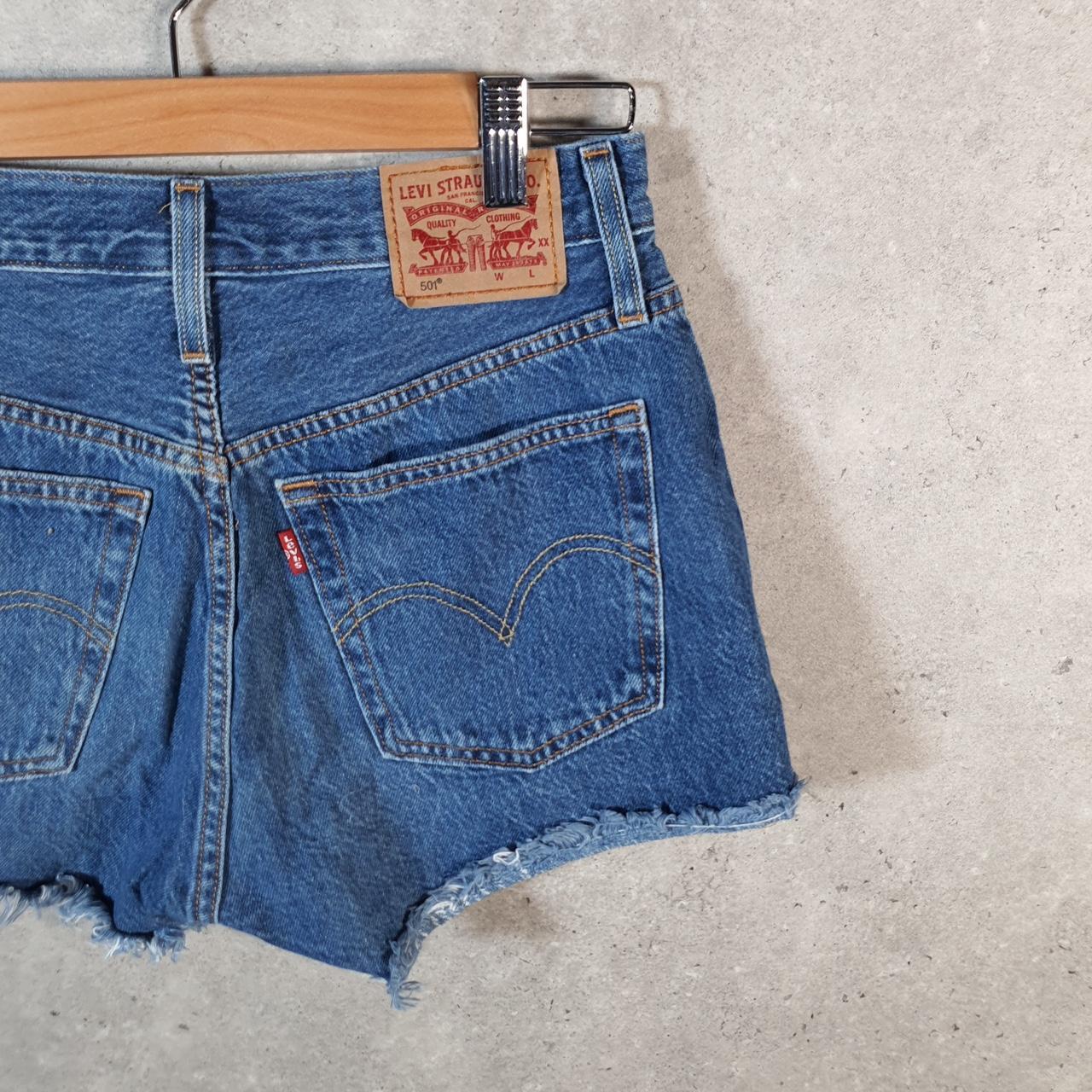 Vintage Levi’s 501 Cut Off Baggy Shorts Jorts Cargo Womens W25 Blue Relaxed Denim