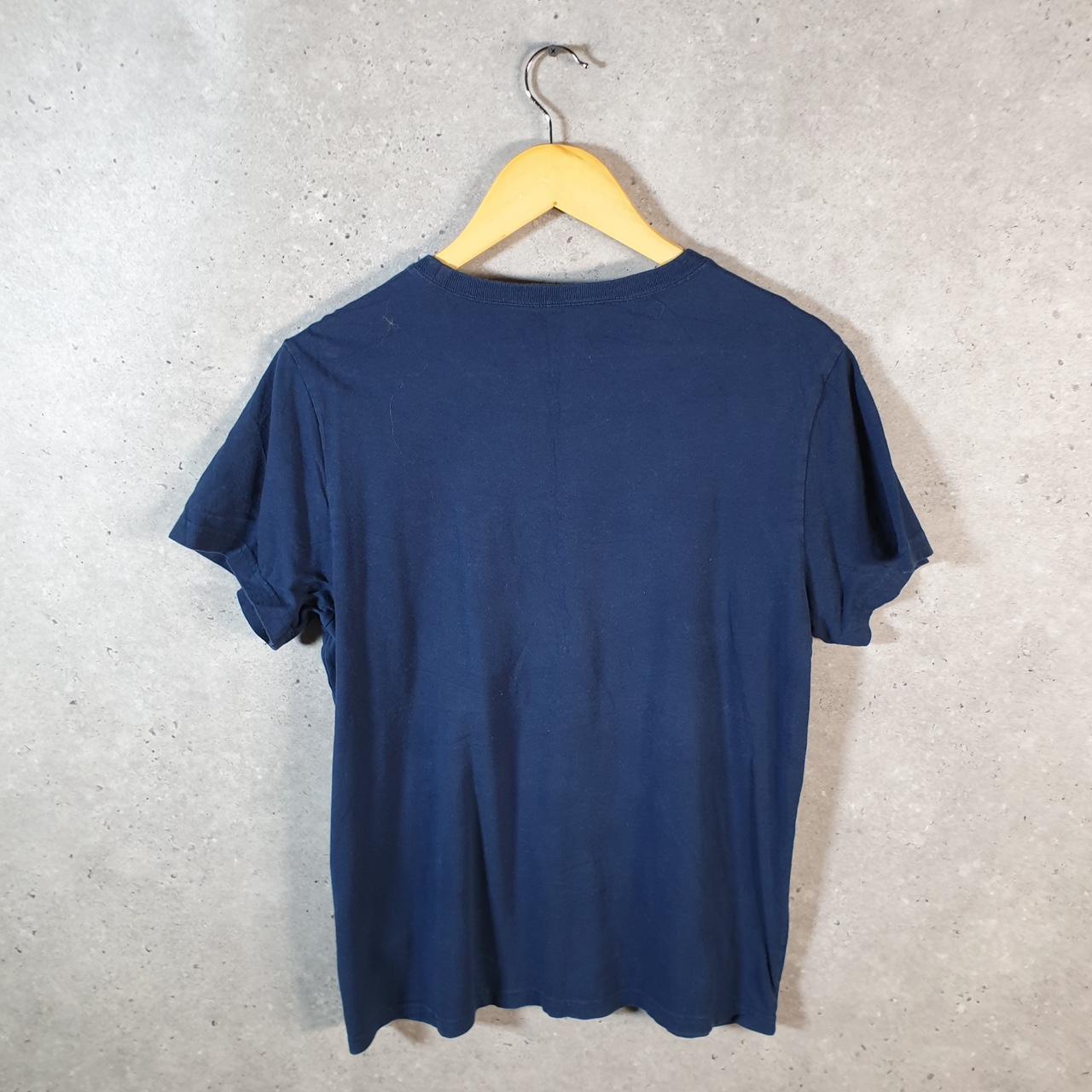 Vintage Adidas Play Like A Champion T Shirt Womens Large Blue Three Stripes Logo Athletic