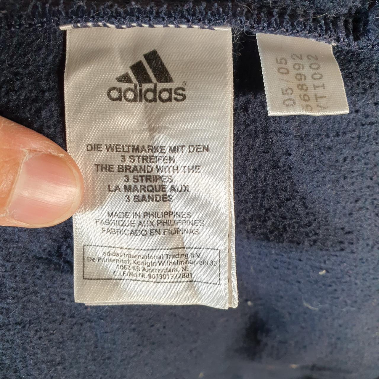 Vintage Adidas Full Zip Fleece Sweatshirt Mens Medium Navy Blue Spellout Logo Winter