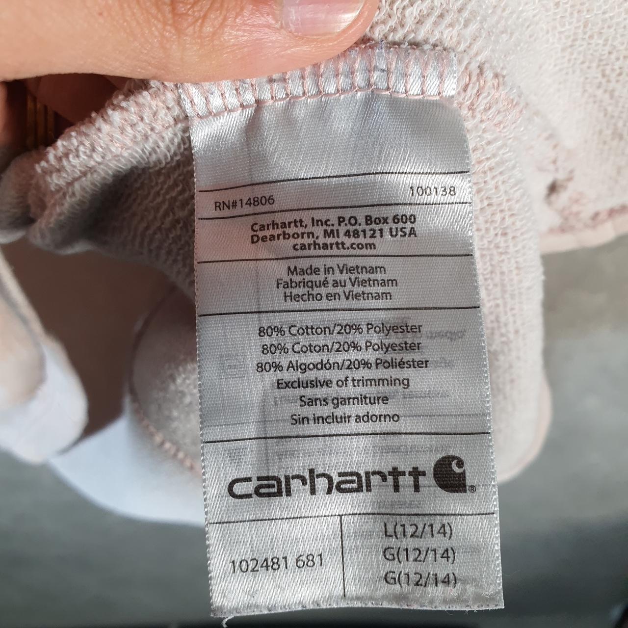 Vintage Carhartt Hoodie Womens Large Pink Pullover Blank Sweatshirt USA Relaxed Fit