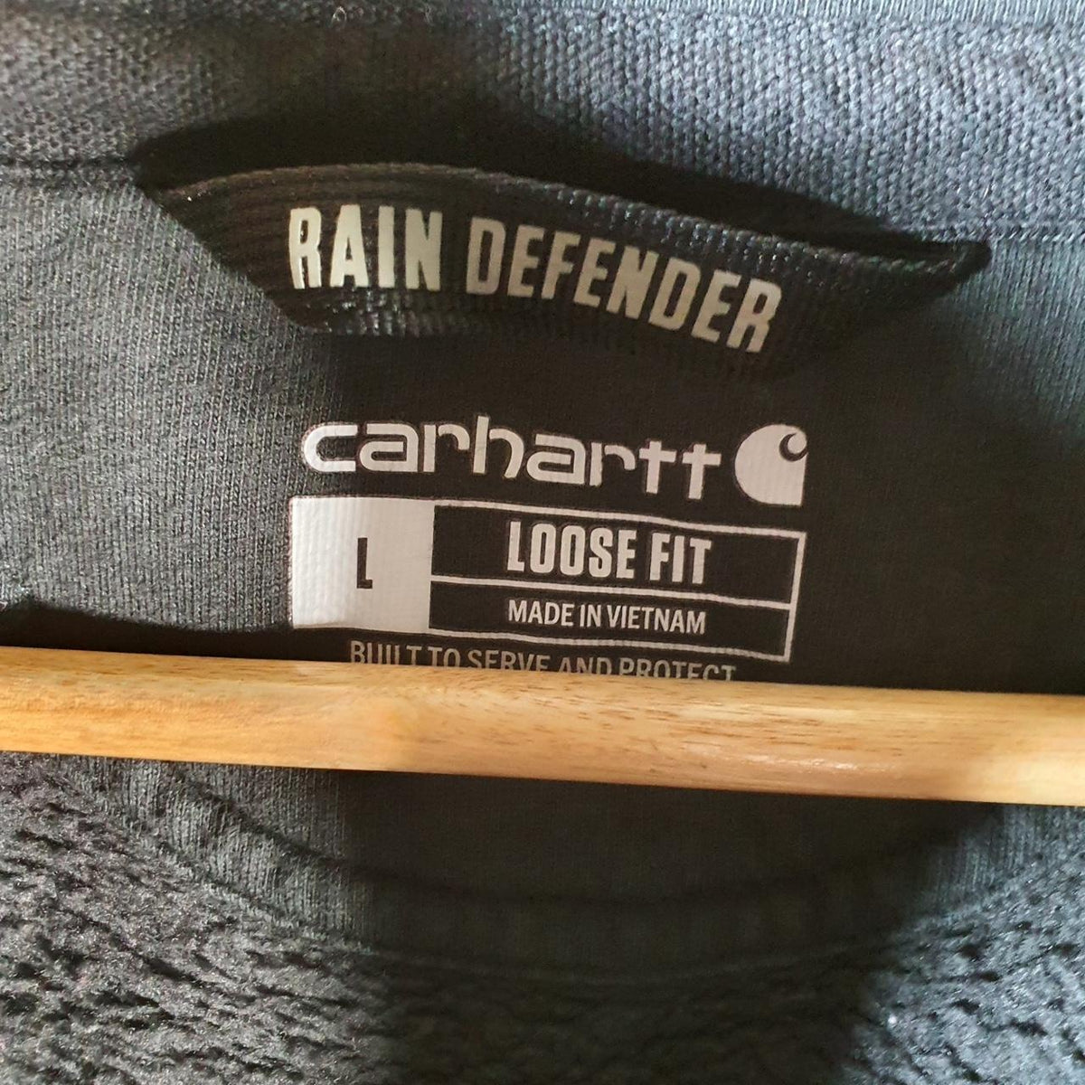 Vintage Carhartt Rain Defender Hoodie Men’s Large Black 1/4 Zip Pullover Blank USA Loose Fit