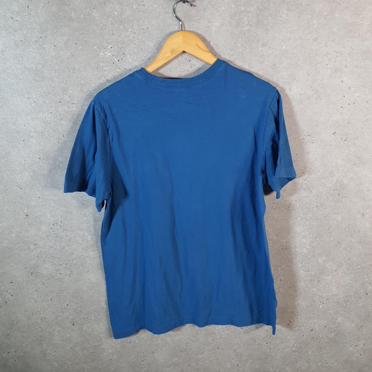 Vintage Nike Club T Shirt Men’s Medium Blue Printed Single Swoosh Logo Athletic Big Fish Vintage