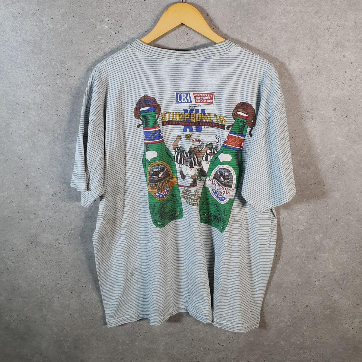 Vintage Tennessee River Stumpbowl 1995 CNA USA Single Stitch T Shirt Men’s XL Striped