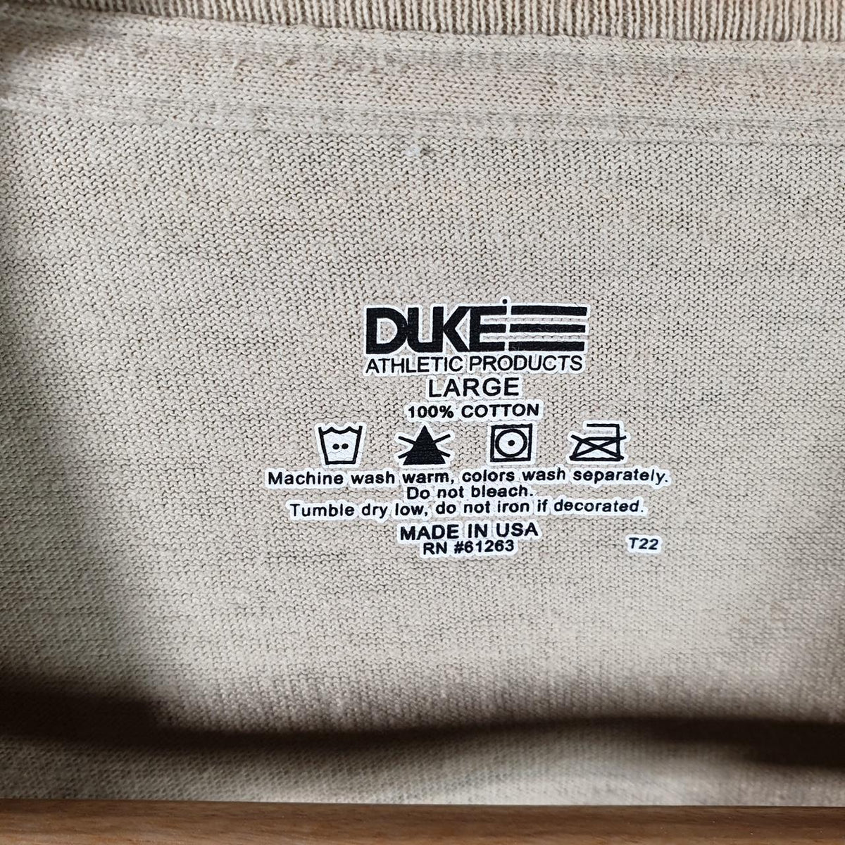Vintage Duke Quantico Tactical Supply 90s USA Single Stitch T Shirt Men’s Large Beige