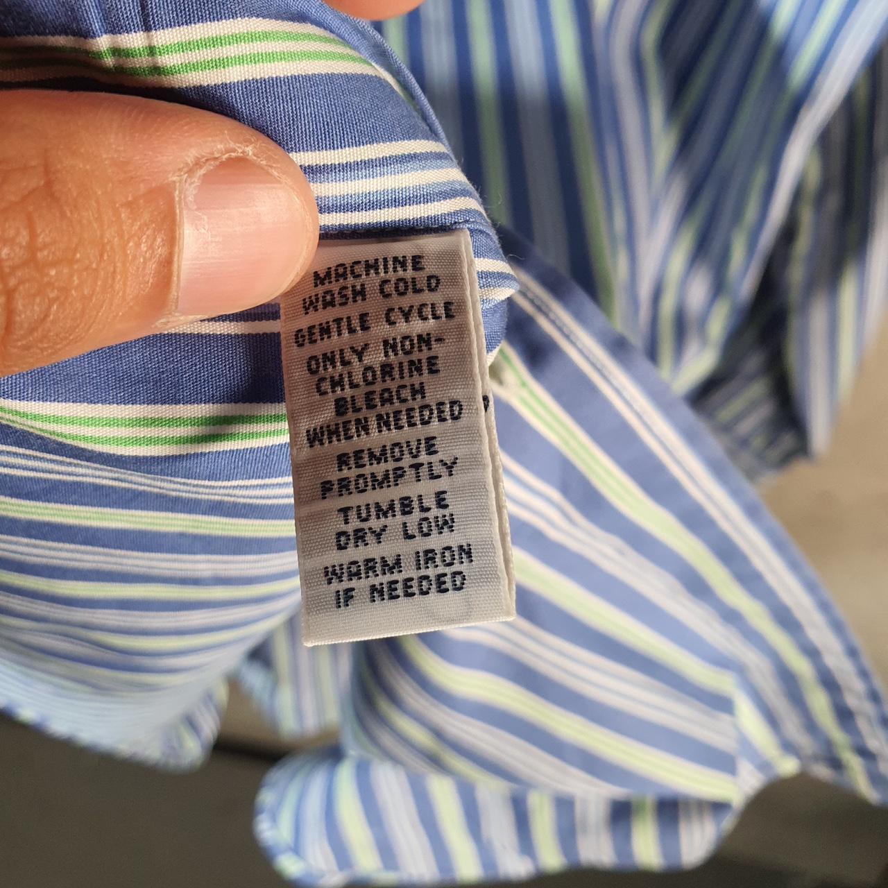 Vintage Ralph Lauren Button Down Shirt Men’s Large Blue Striped Custom Fit Cotton Pony