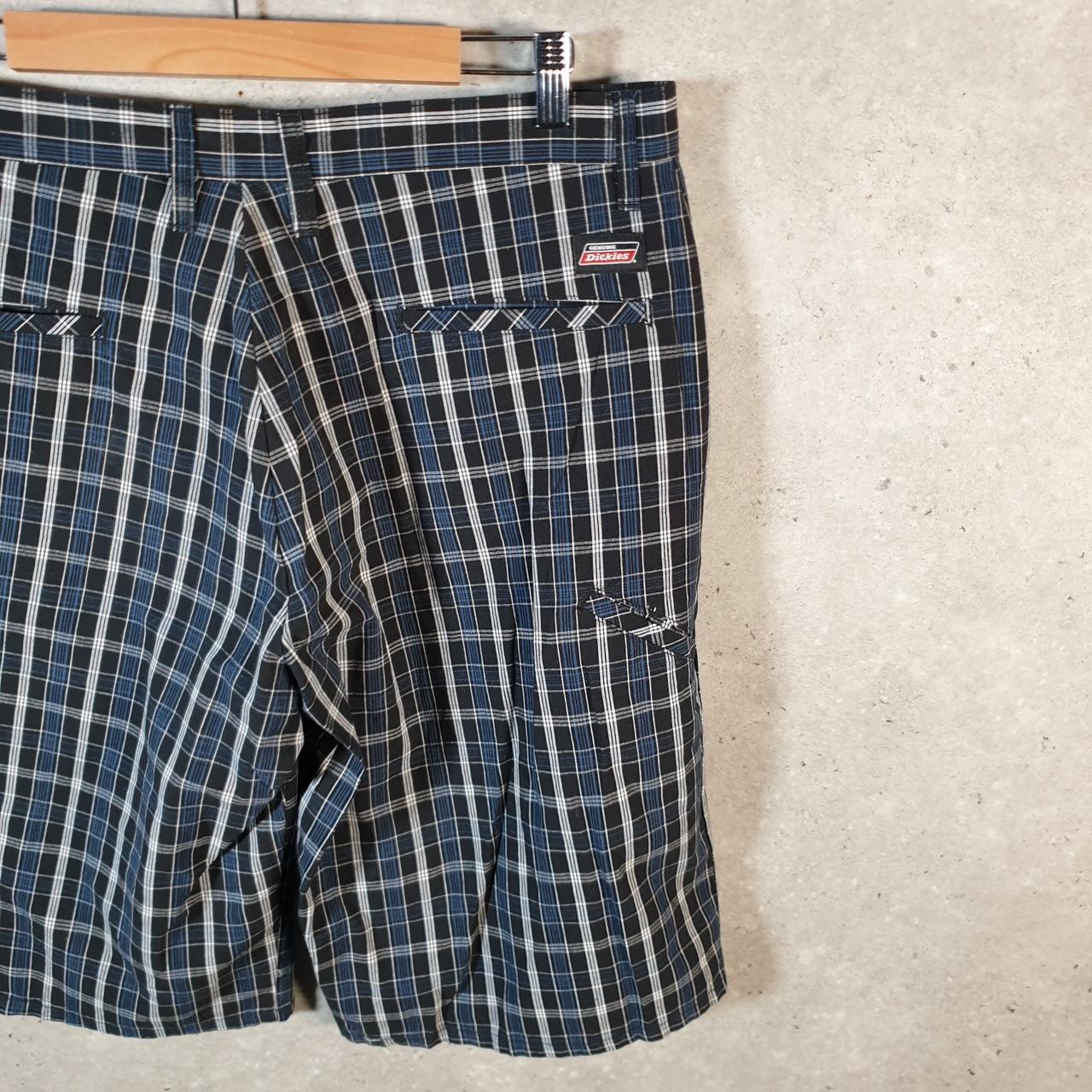 Vintage Dickies Baggy Chino Shorts Jorts Cargo Mens W34 Black Checkered Loose Fit