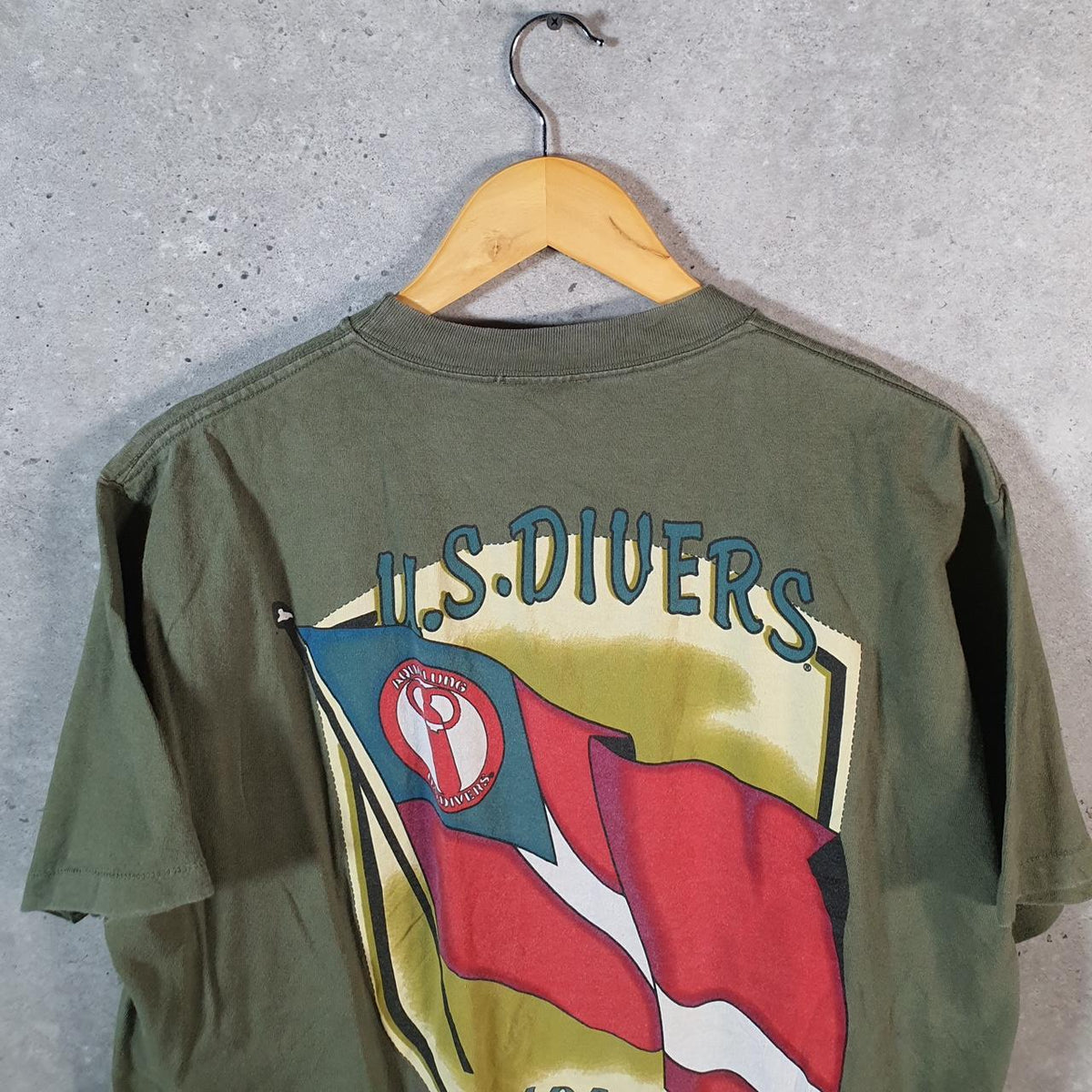 Vintage US Divers Aqua Lung Graphic 90s USA Single Stitch T Shirt Men’s Large Green