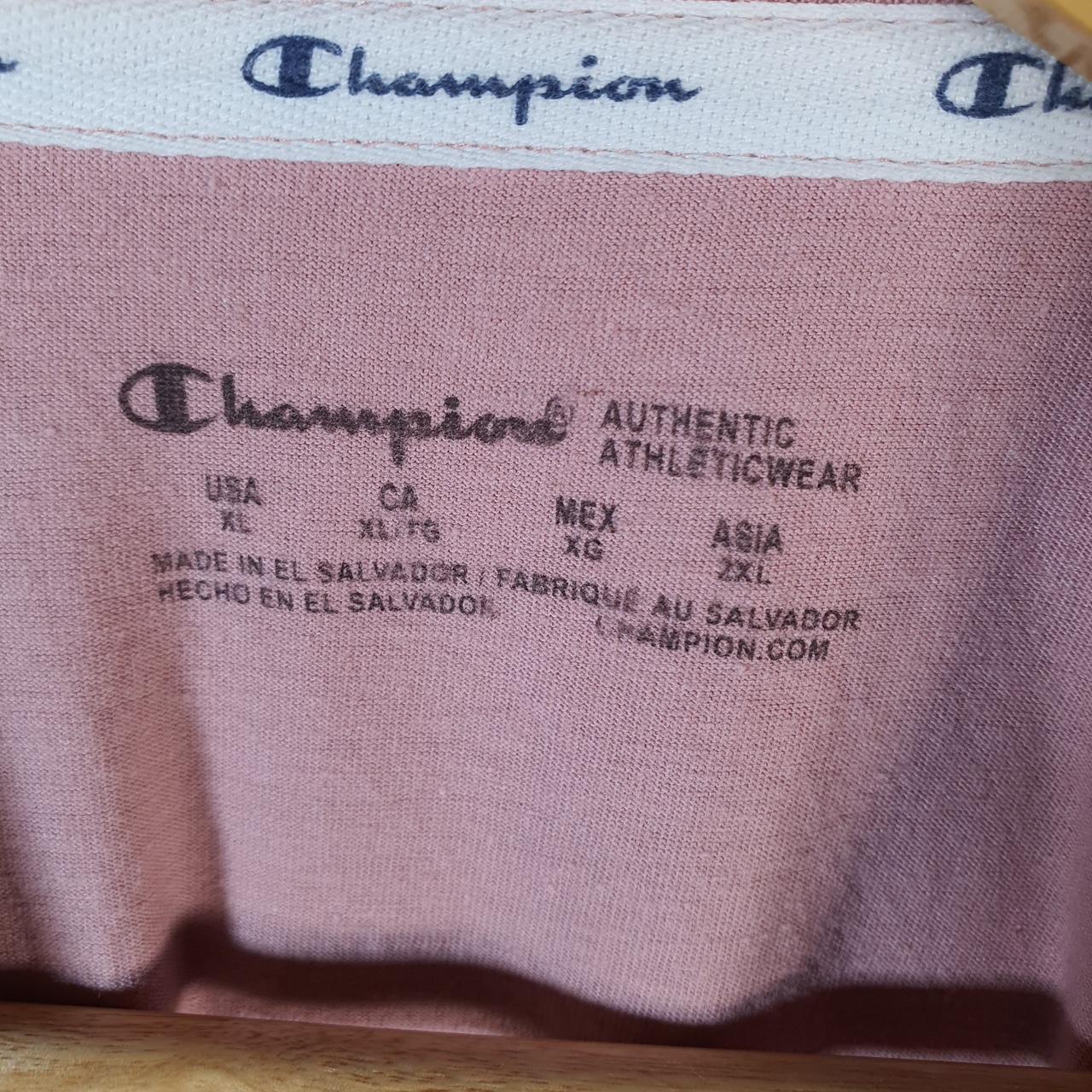 Vintage Champion Spellout Logo T Shirt Mens Small Pink USA Athletic