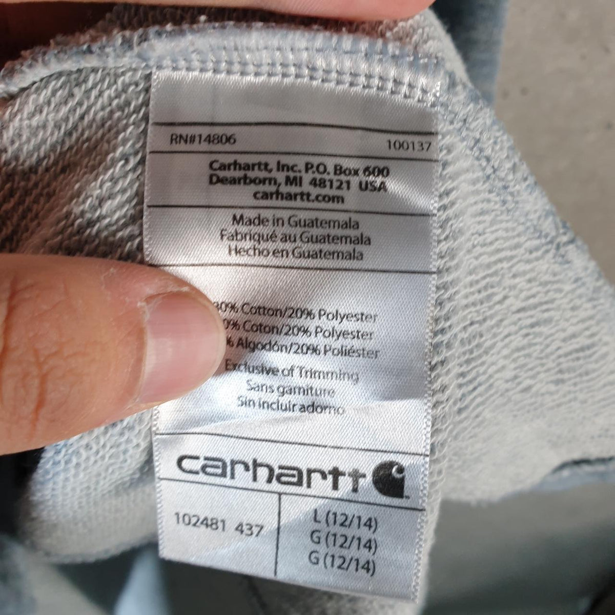 Vintage Carhartt Hoodie Womens Large Blue Pullover Blank USA Slightly Fitted