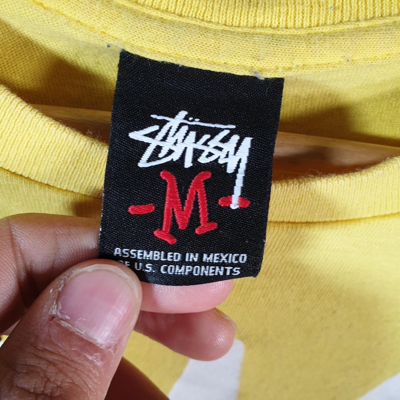Vintage Stussy Spellout Printed T Shirt Men’s Medium Yellow Graphic Short Sleeve Big Fish Vintage