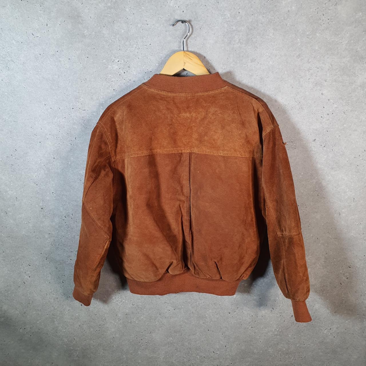 Vintage Leather Suede Jacket Mens Small Small Brown Hunting Utility USA Coat Big Fish Vintage