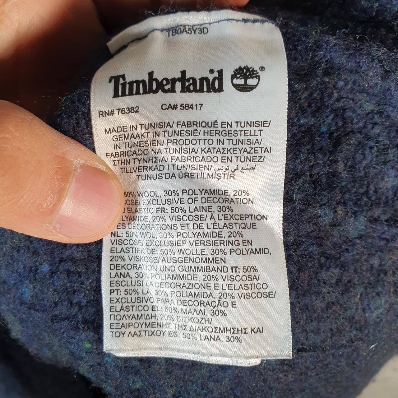 Vintage Timberland Lambswool Blend Knit Sweater Womens Small Navy Blue Logo