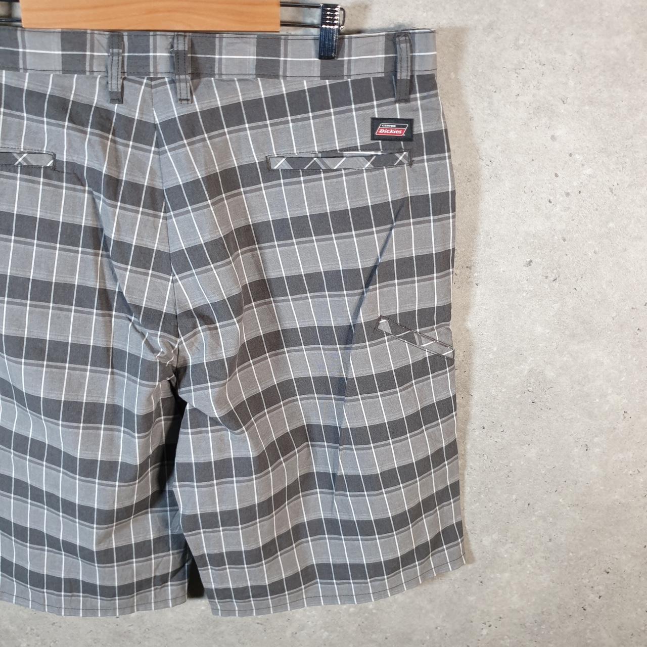 Vintage Dickies Baggy Chino Shorts Jorts Cargo Mens W38 Grey Checkered Loose Fit