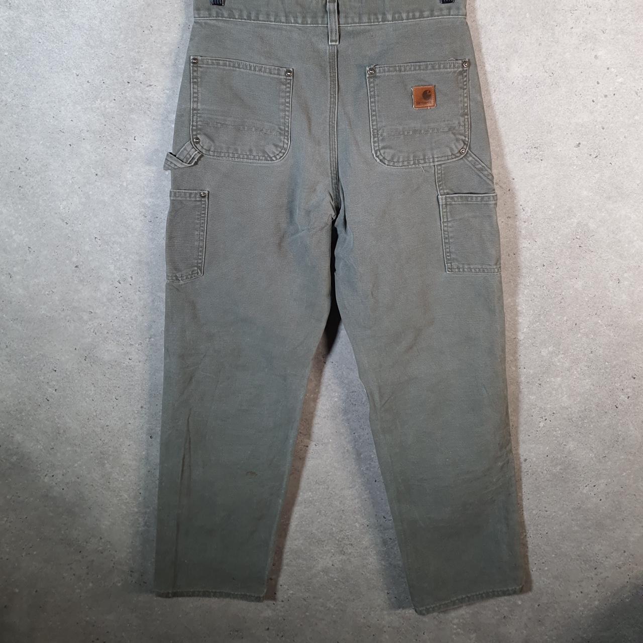 Vintage Carhartt Double Knee Carpenter Trousers Mens W30 L32 Khaki Green Dungaree Fit