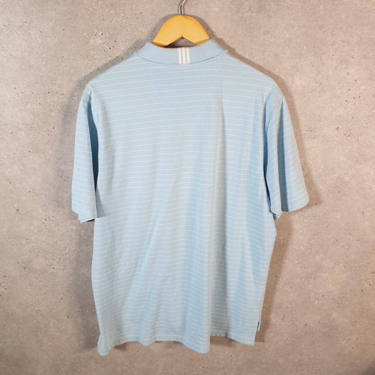 Vintage Adidas Climalite Polo Shirt Men’s Medium Striped Blue Three Stripes Athletic