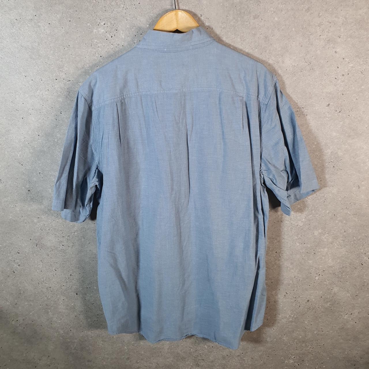 Vintage Carhartt Shirt Button Down Mens Large Blue Short Sleeve Chore Utility Relaxed - Big Fish Vintage