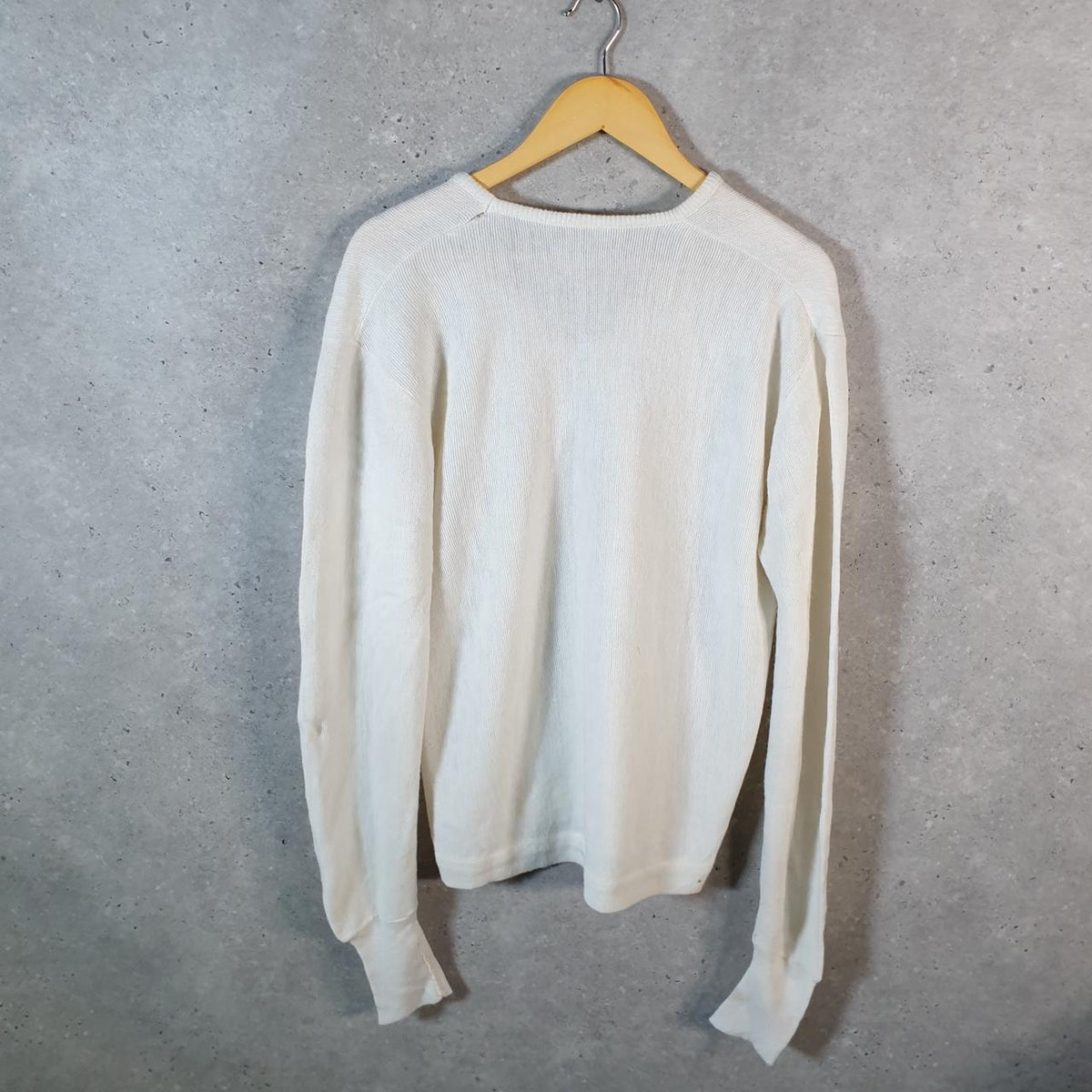 Vintage Izod Lacoste Knit Sweater Mens Medium White Y2K Jumper Logo