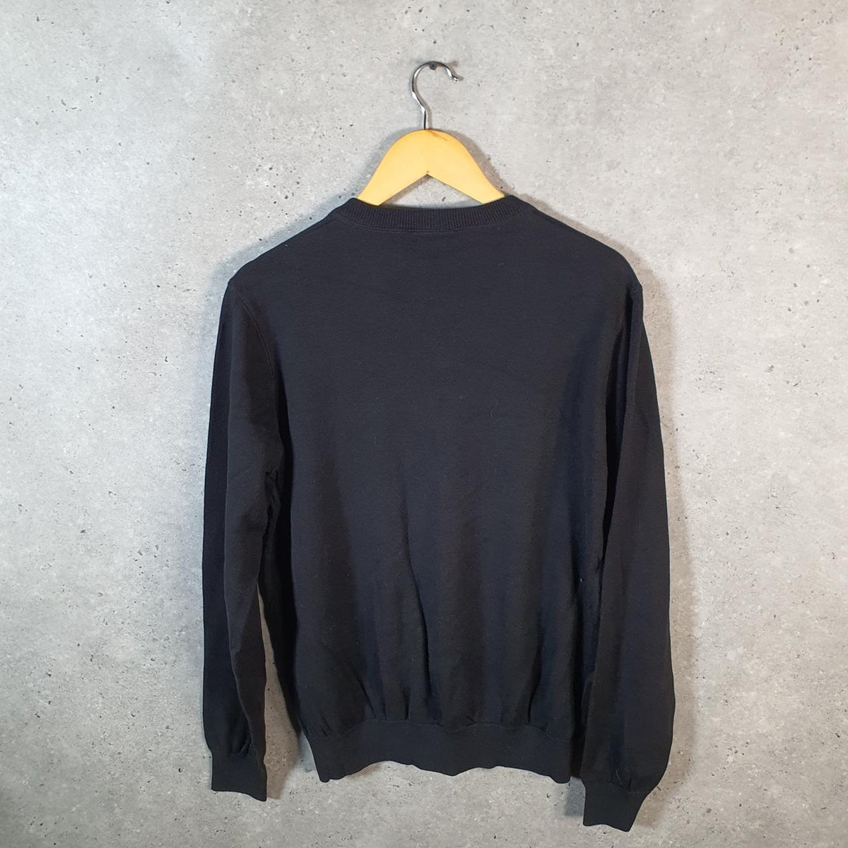Vintage Lacoste Sweatshirt Men’s Medium Black Pullover Logo Y2K Jumper Logo