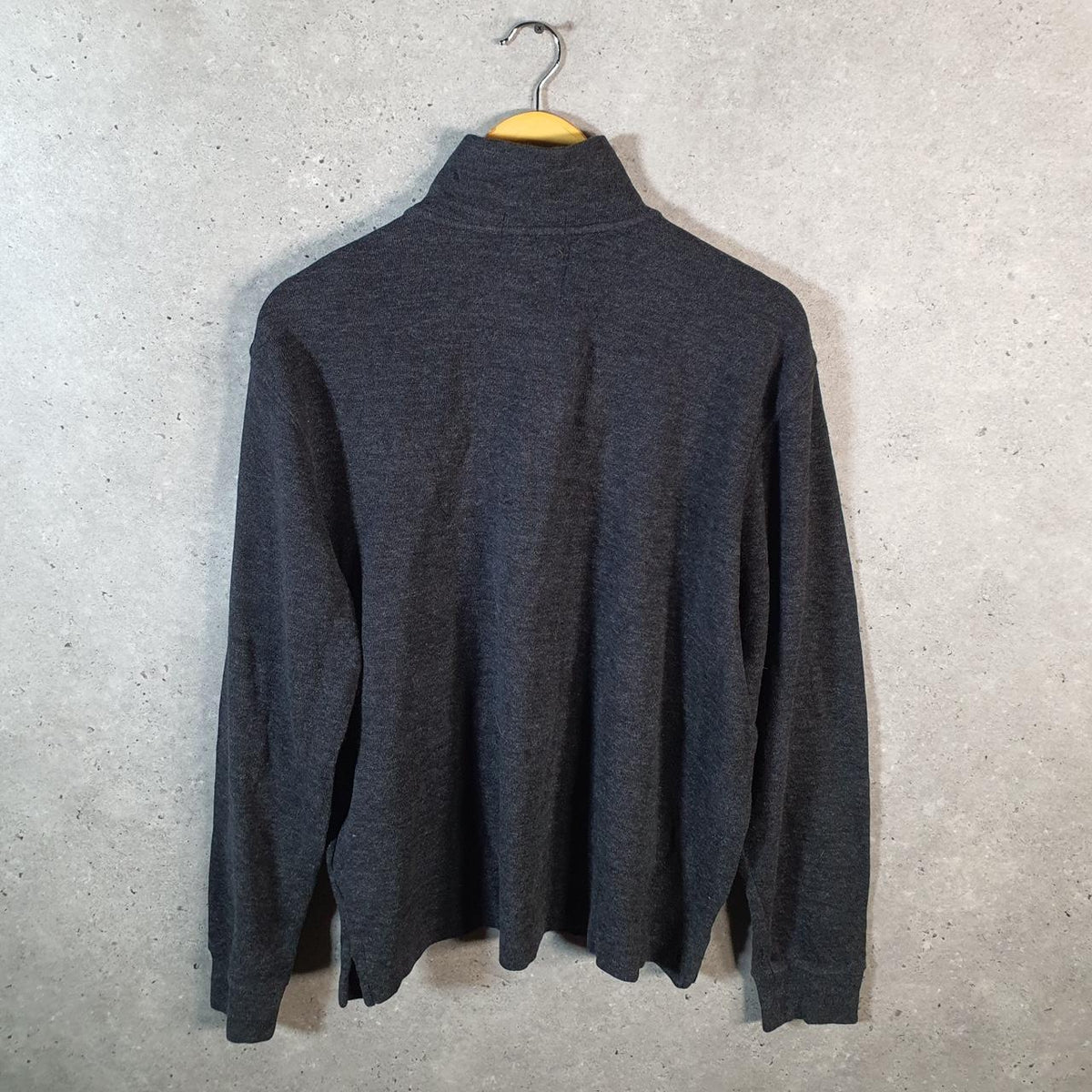 Vintage Ralph Lauren Polo 1/4 Zip Estate Rib Sweatshirt Men’s Medium Grey Pullover Pony C8843