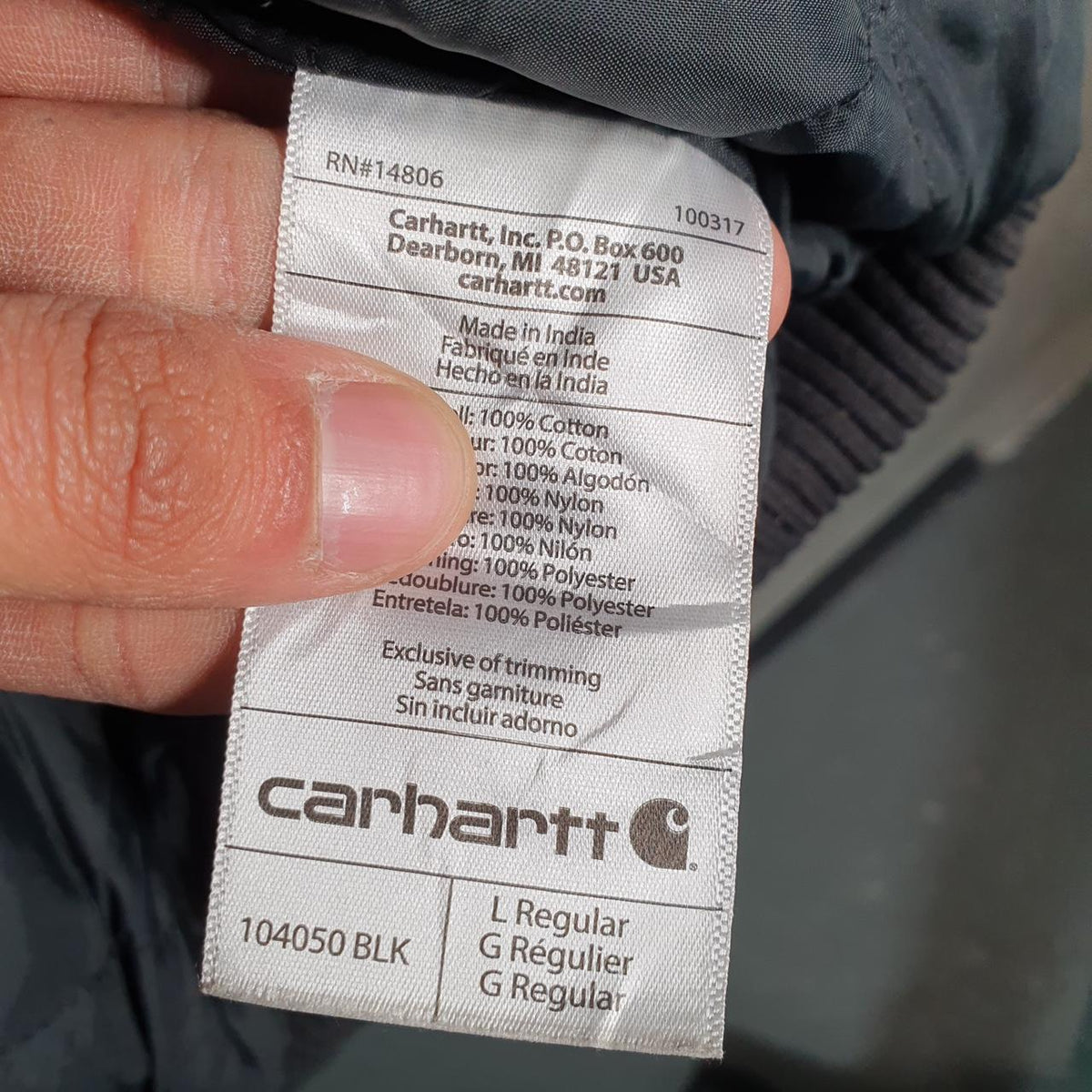 Vintage Carhartt Active Hooded Jacket Men’s Large Black Workwear Canvas USA G2119