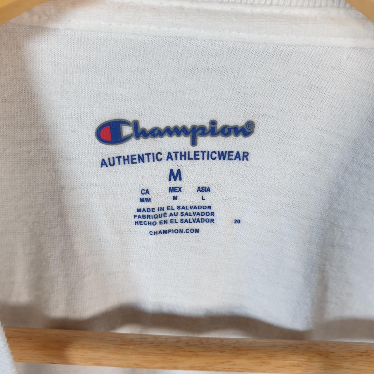 Vintage Champion Spellout T Shirt Men’s Medium White USA Athletic