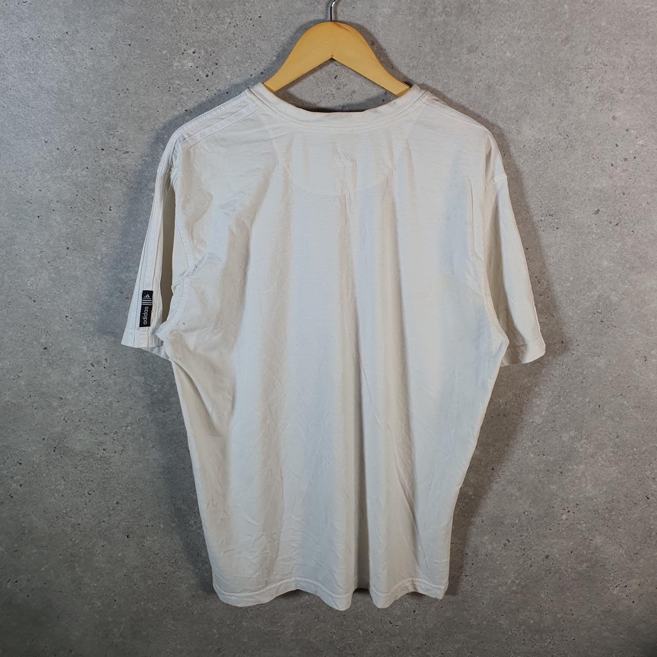 Vintage Adidas Spellout Embroidered T Shirt Men’s Large White Three Stripes Logo