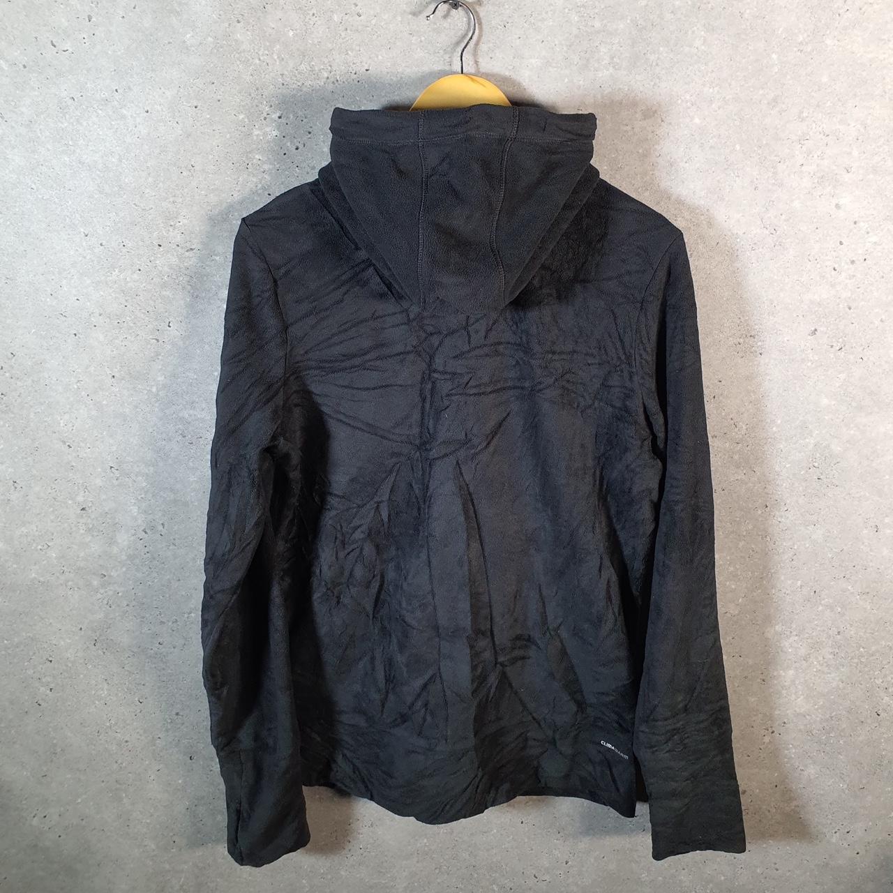 Vintage Adidas Climawarm Full Zip Fleece Hoodie Womens Large Black Spellout Logo Winter