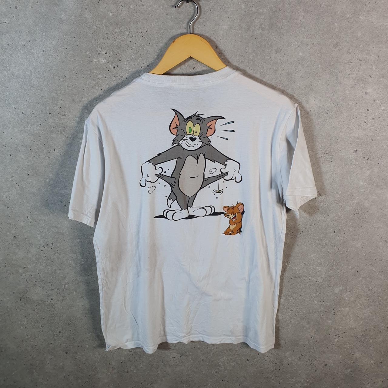 Vintage Tom & Jerry 90s T Shirt Shirt Men’s Small White Embroidered Graphic Cartoon