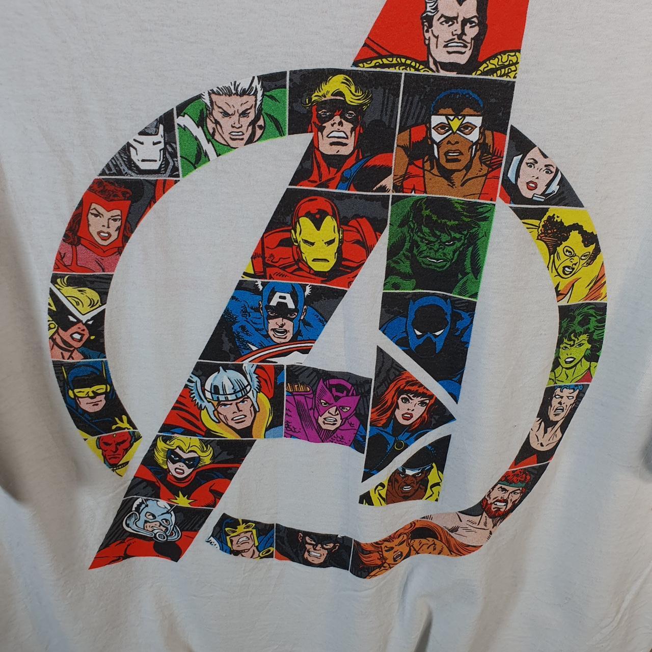 Vintage Marvel Avengers T Shirt Men’s Large White Movie Graphic Cartoon