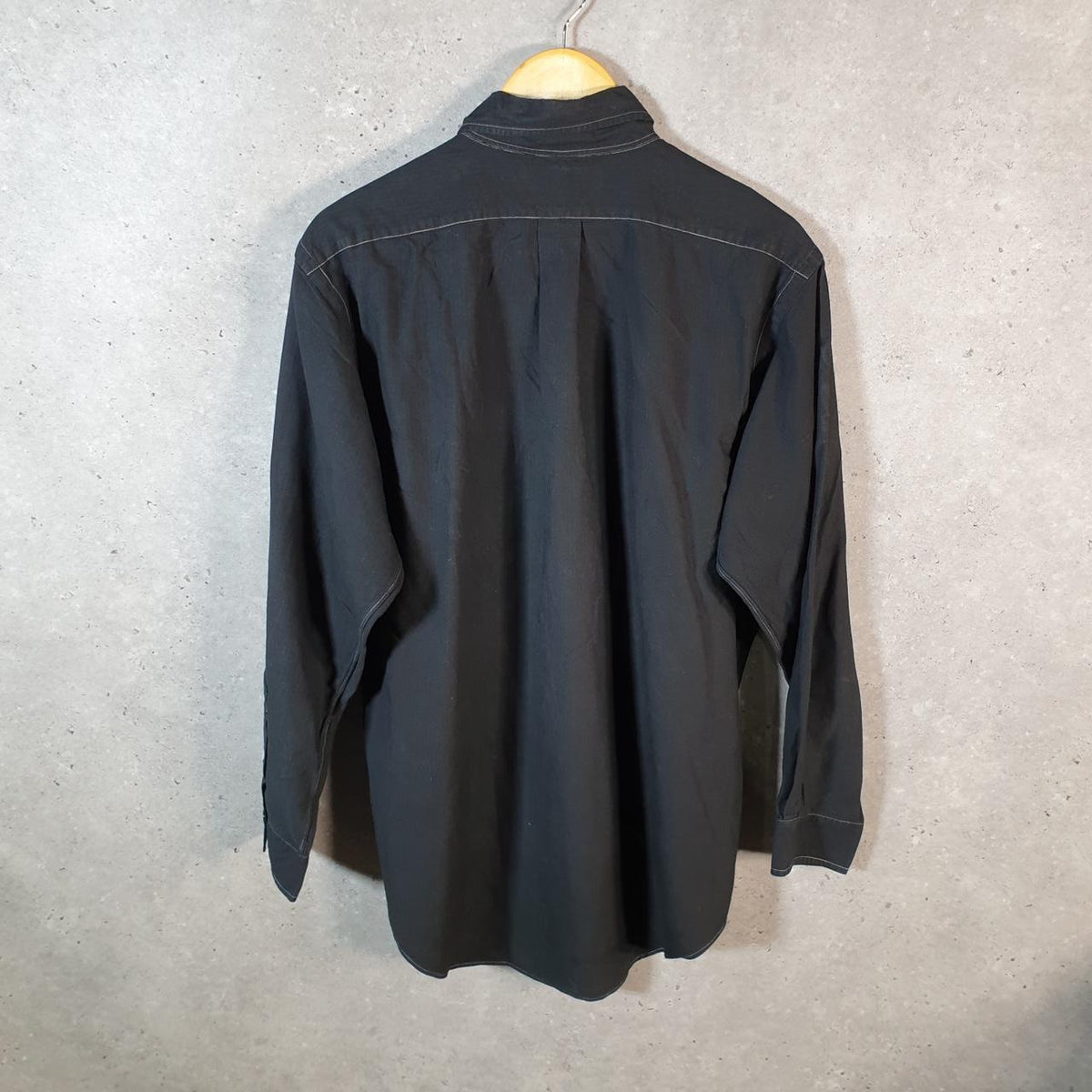 Vintage Ralph Lauren Button Down Shirt Men’s Large Black Custom Fit Cotton Pony