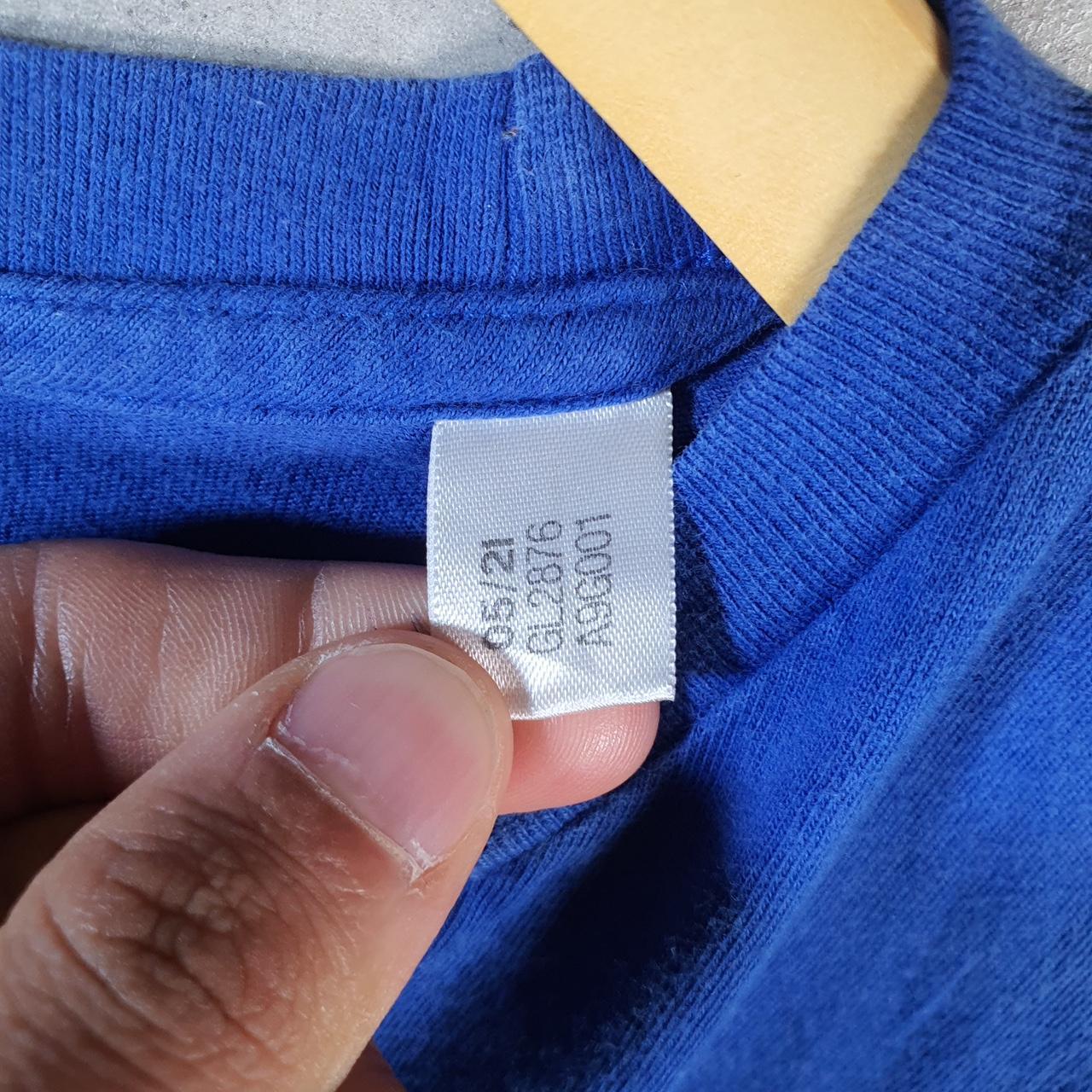 Vintage Adidas Spellout T Shirt Men’s XL Blue Three Stripes Logo Athletic