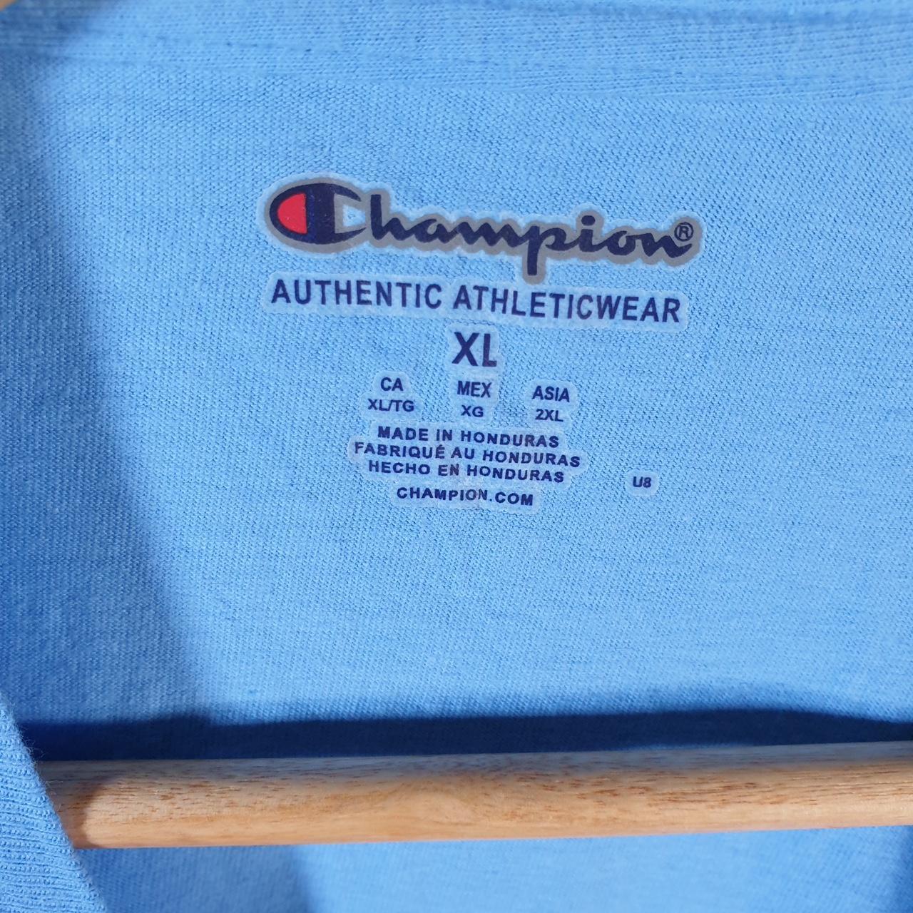 Vintage Champion Embroidered T Shirt Men’s XL Blue Casual Blank Athletic