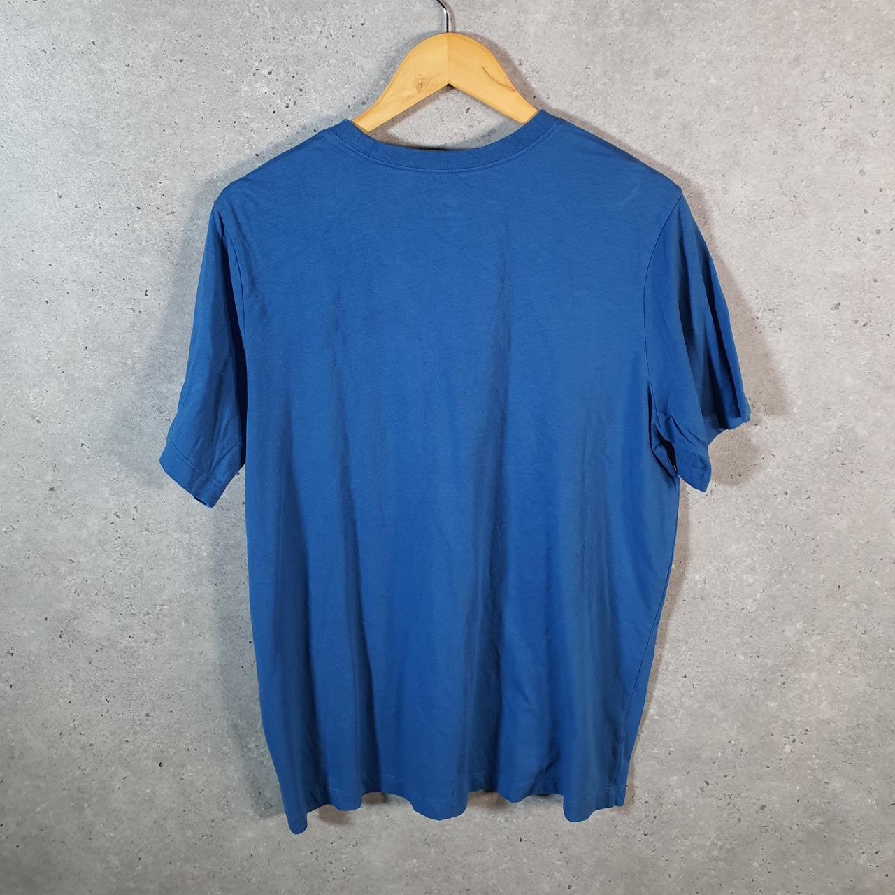 Vintage Nike Club T Shirt Men’s Large Blue Printed Single Swoosh Logo Athletic Big Fish Vintage