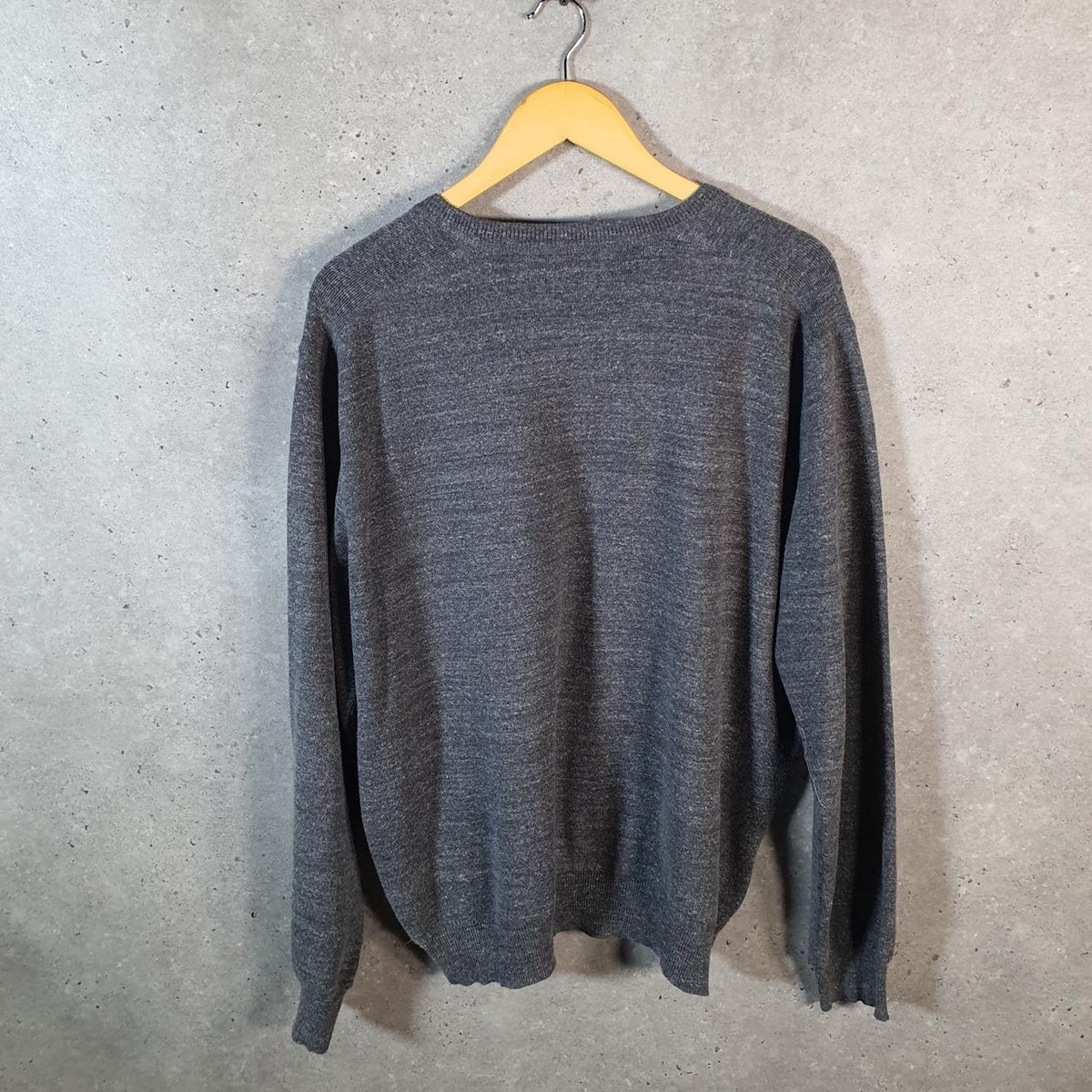 Vintage Ralph Lauren Polo Knit Sweatshirt Men’s Large Grey Pullover Pony C8850