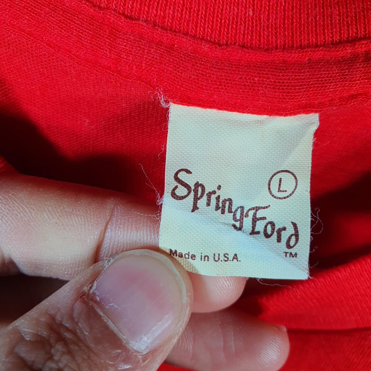 Vintage Springford Texas Uni Intramurals 90s USA Single Stitch T Shirt Men’s Large Red