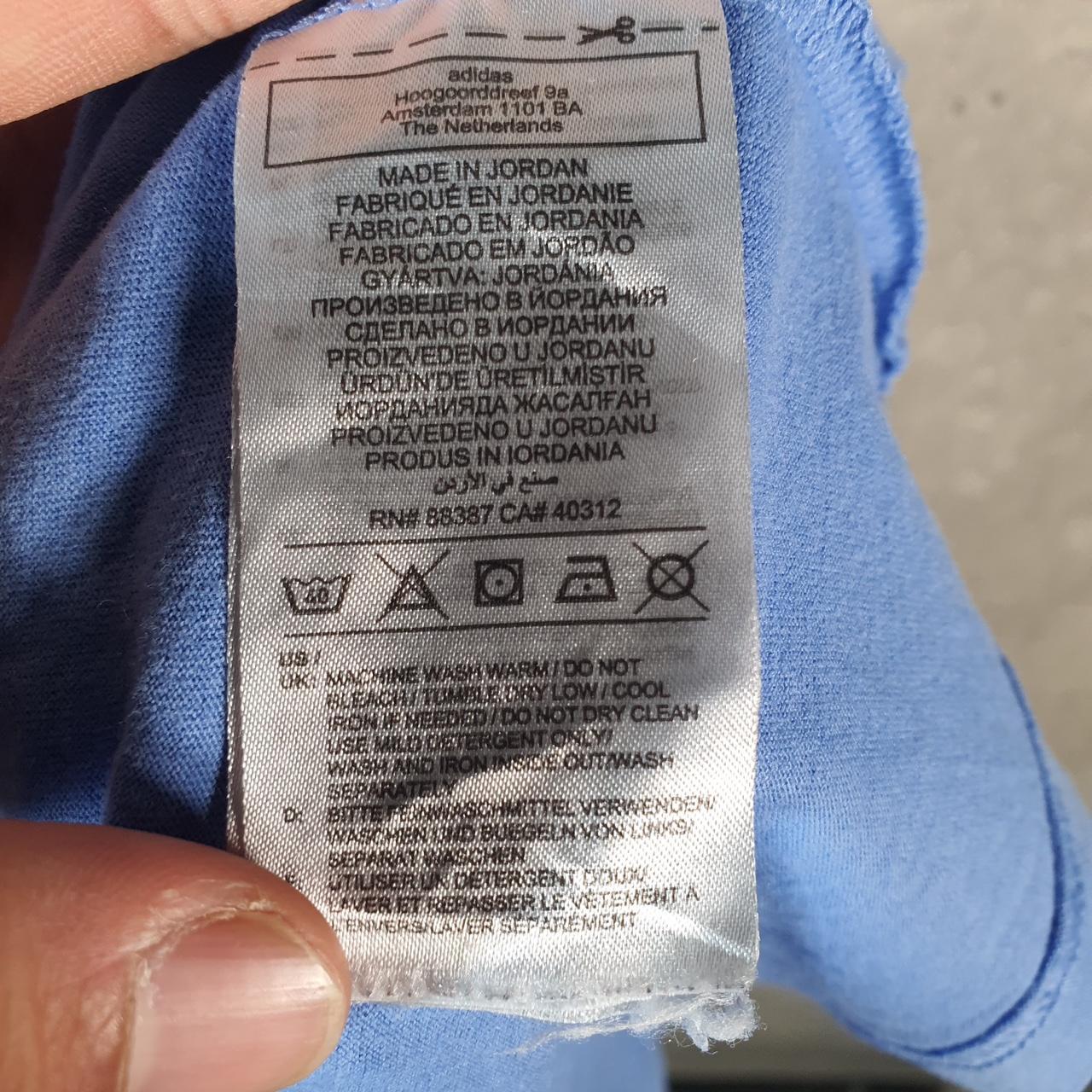 Vintage Adidas Spellout T Shirt Shirt Womens XL Blue Three Stripes Logo Athletic C9672