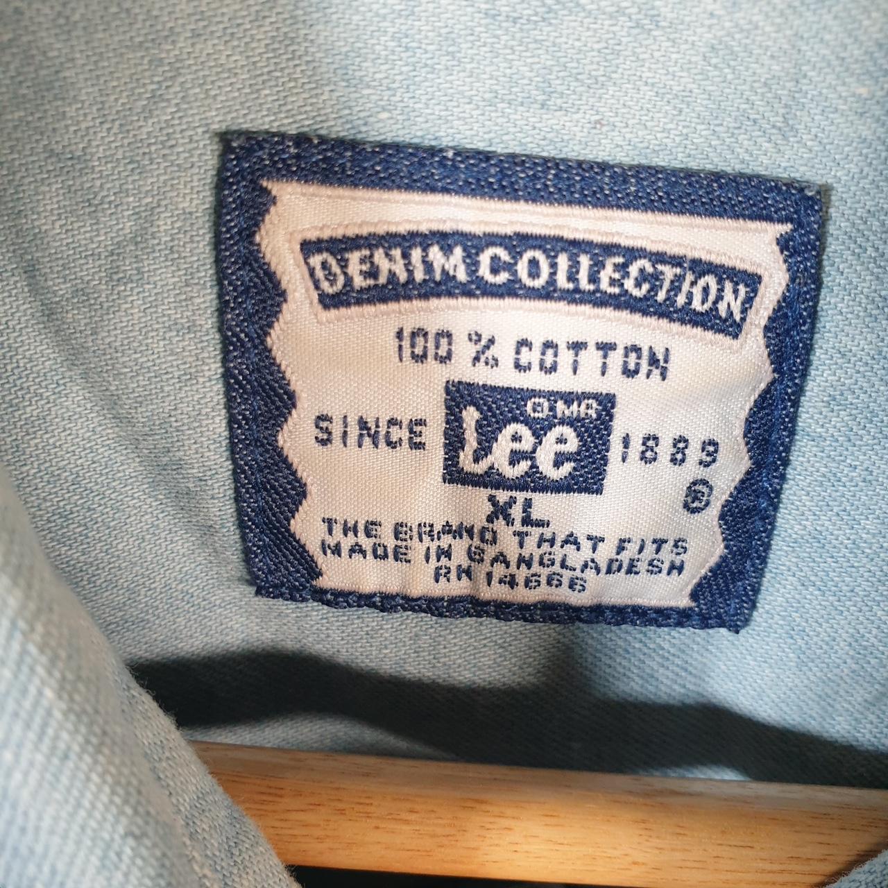 Vintage Lee Denim Jean Trucker Shirt Mens XL Blue Button