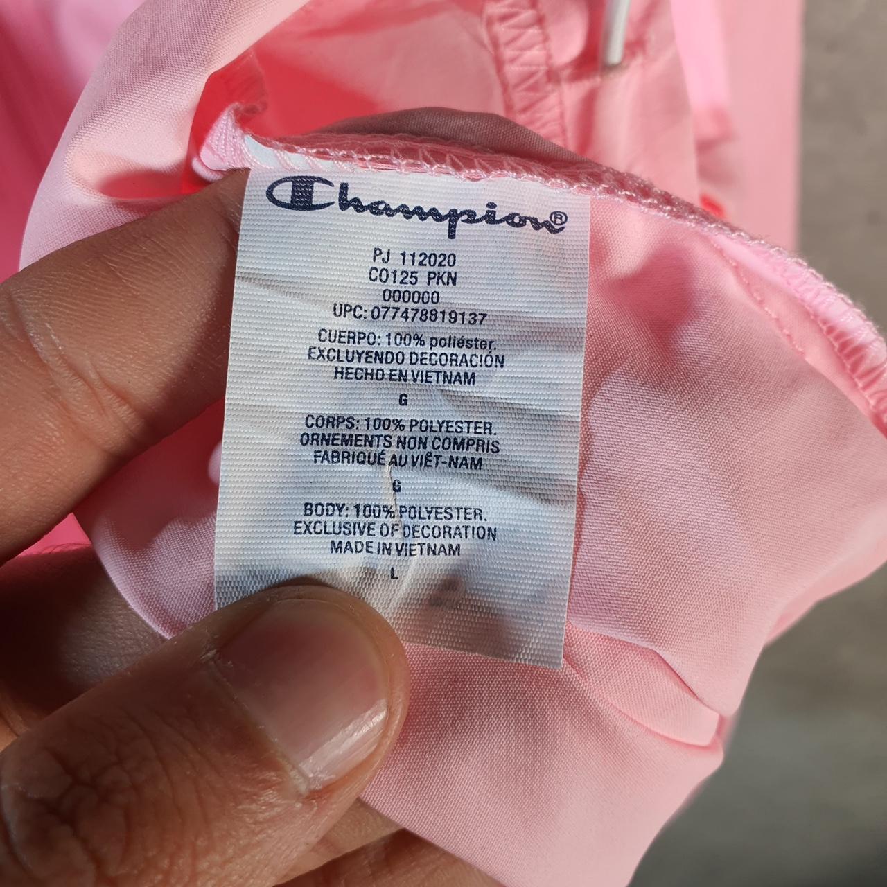 Vintage Champion Windbreaker Track Jacket Mens Large Pink Logo Full Zip Jazz