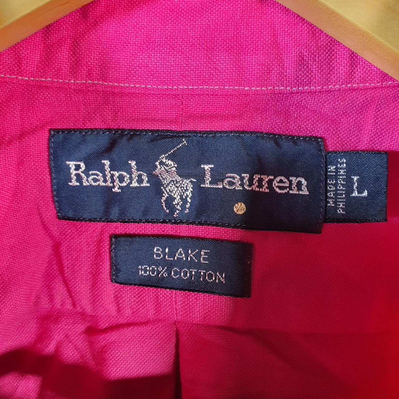 Vintage Ralph Lauren Button Down Shirt Men’s Large Pink Blake Cotton Pony Casual Big Fish Vintage