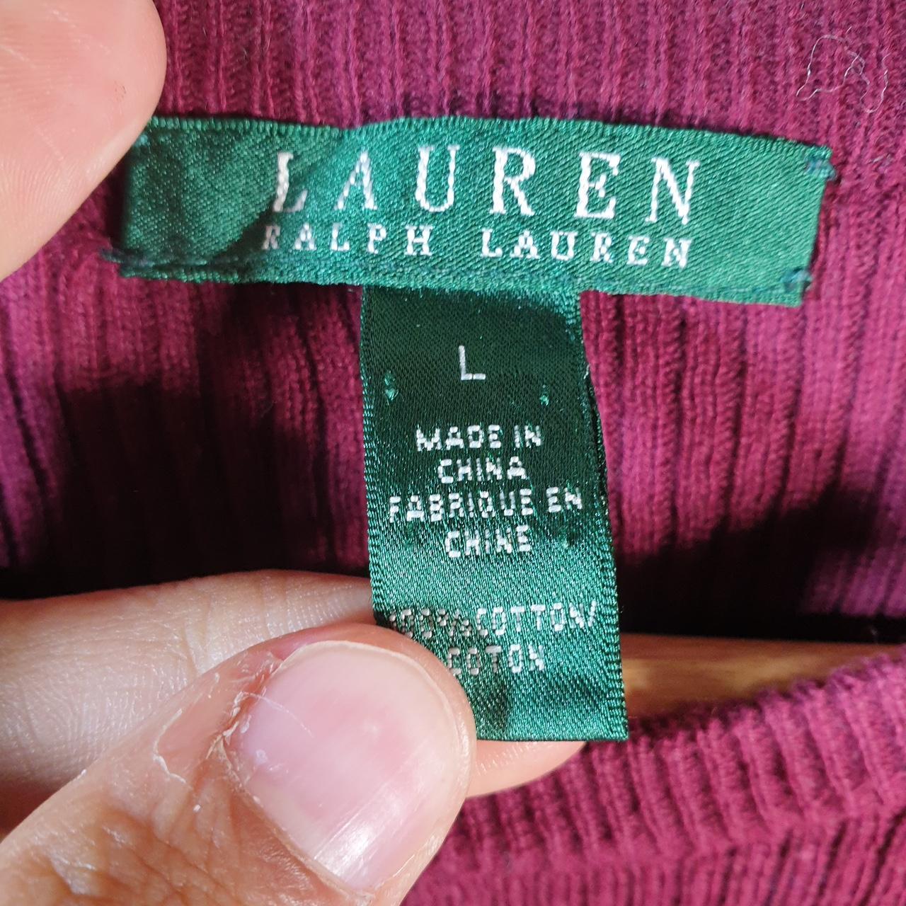 Vintage Ralph Lauren Polo Knit Sweater Womens Large Burgundy Cotton Pullover