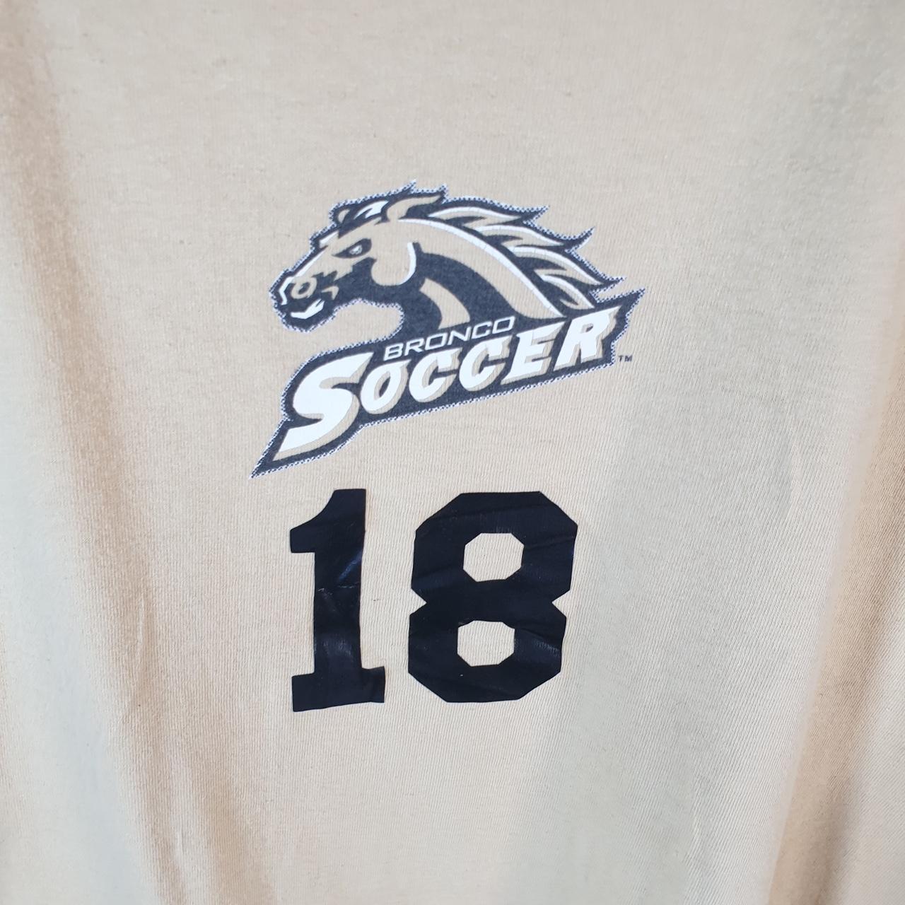 Vintage Adidas 90s Bronco Soccer T Shirt Mens Large Beige Three Stripes Logo Athletic