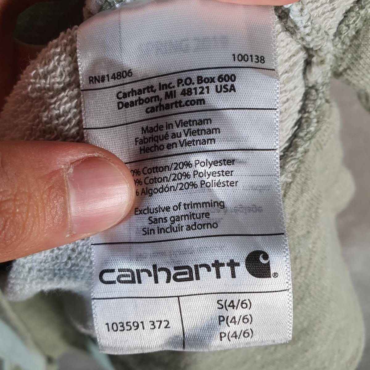 Vintage Carhartt Hoodie Womens Small Green Pullover Blank USA Relaxed Fit