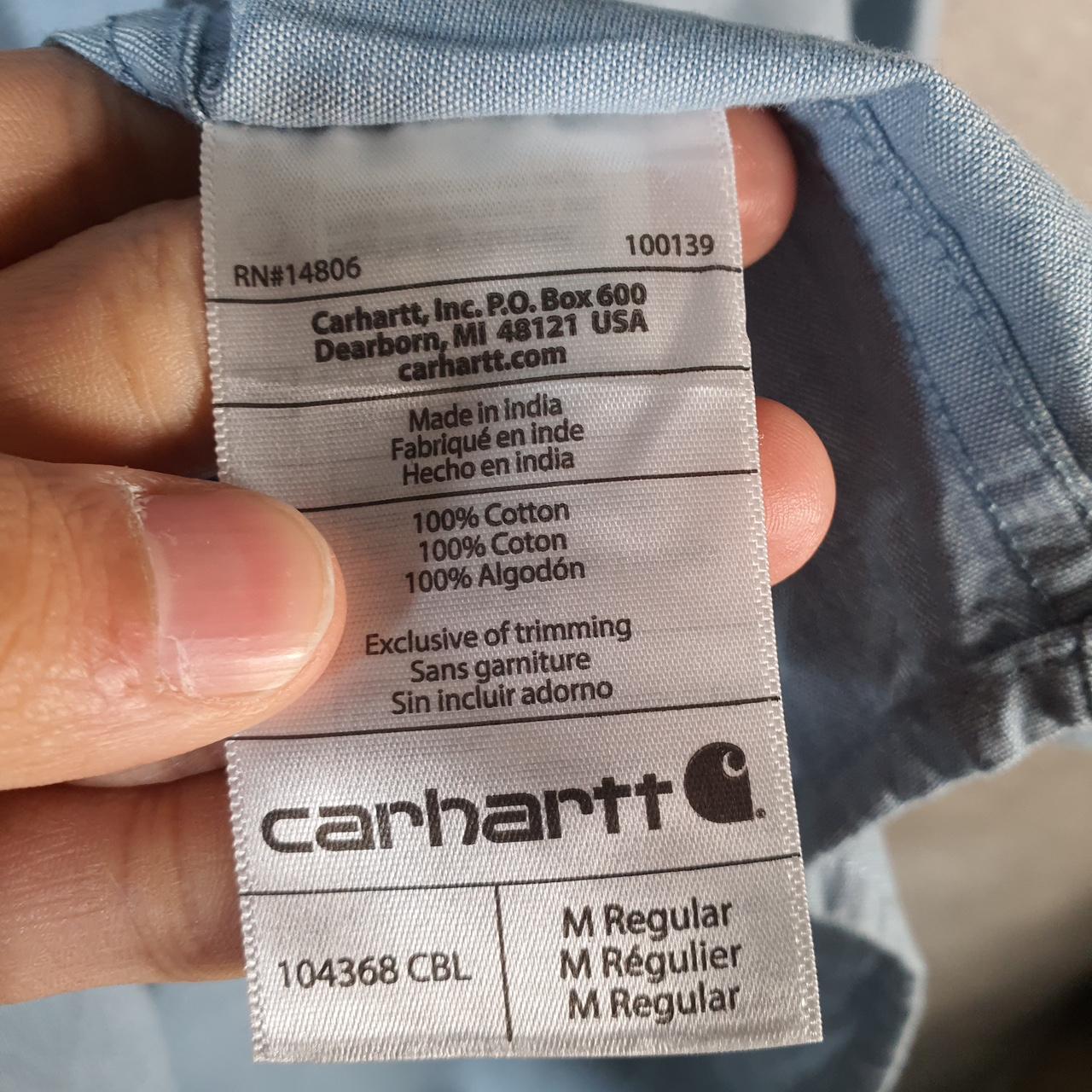 Vintage Carhartt Shirt Button Down Mens Medium Blue Long Sleeve Chore Utility Original - Big Fish Vintage