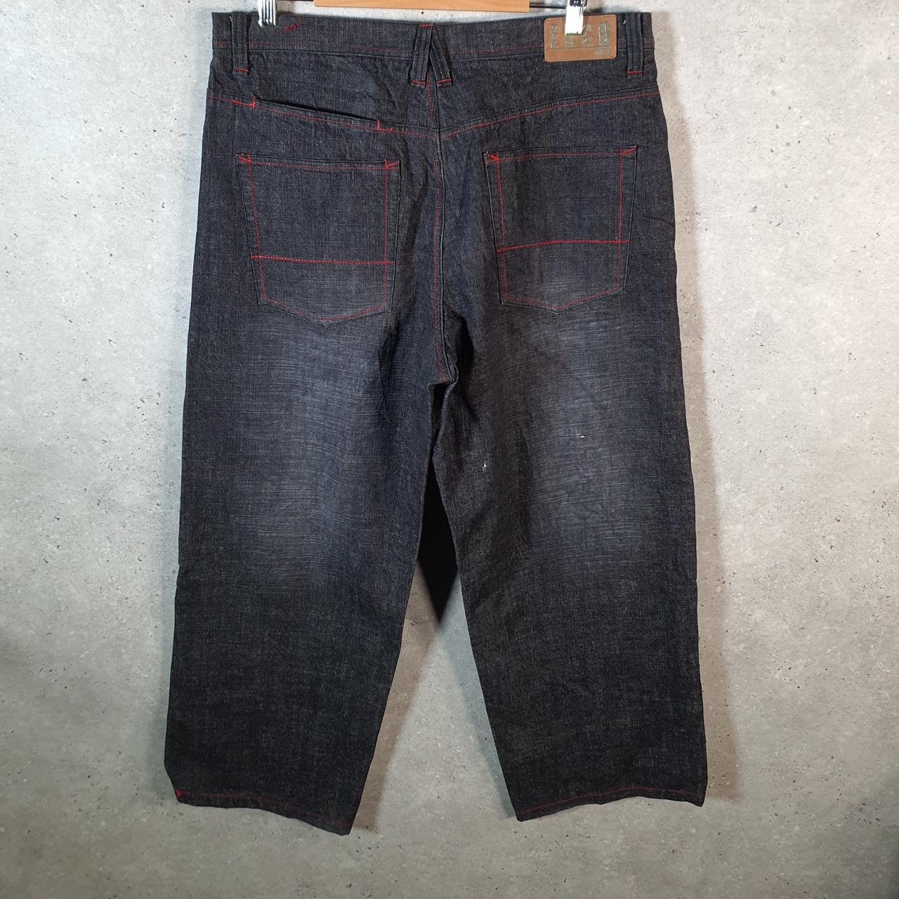 Vintage Exco Baggy Y2K Hip Hop Jeans Mens W34 L30 Grey Embroidered Denim Wide Leg Big Fish Vintage