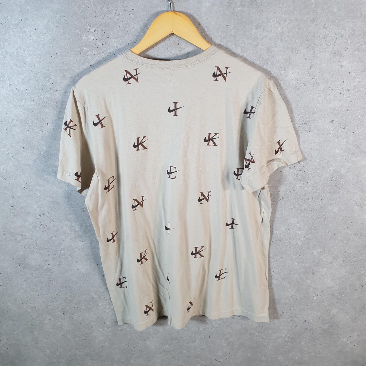 Vintage Nike Spellout All Over Print T Shirt Men’s Large Brown Logo Swoosh Athletic