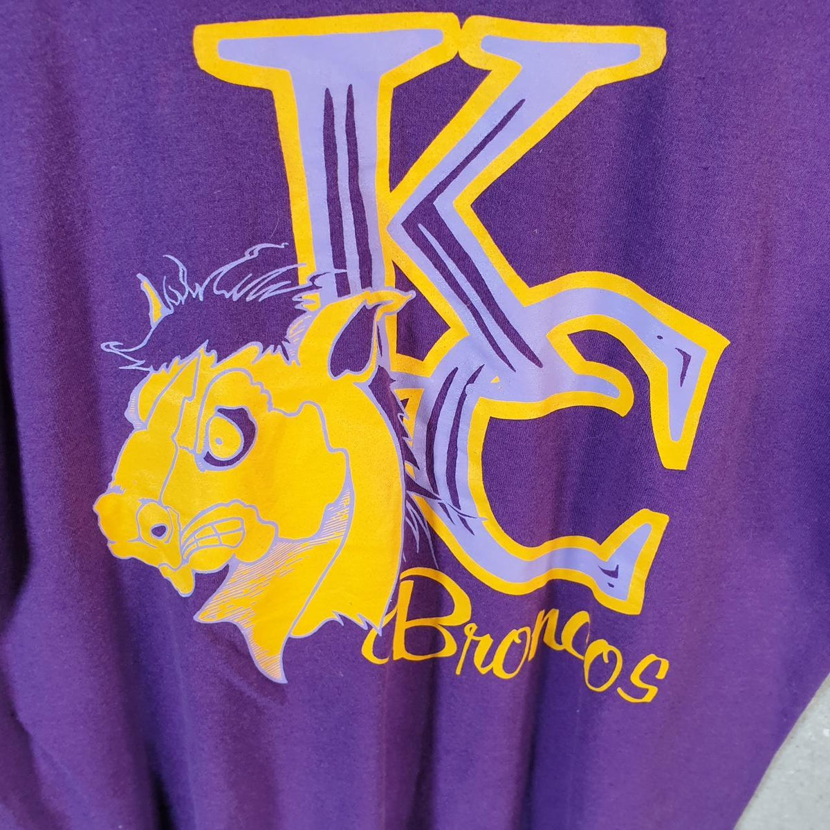 Vintage Fruit of the Loom KC Broncos USA 90s Single Stitch T Shirt Men’s large Purple C8364