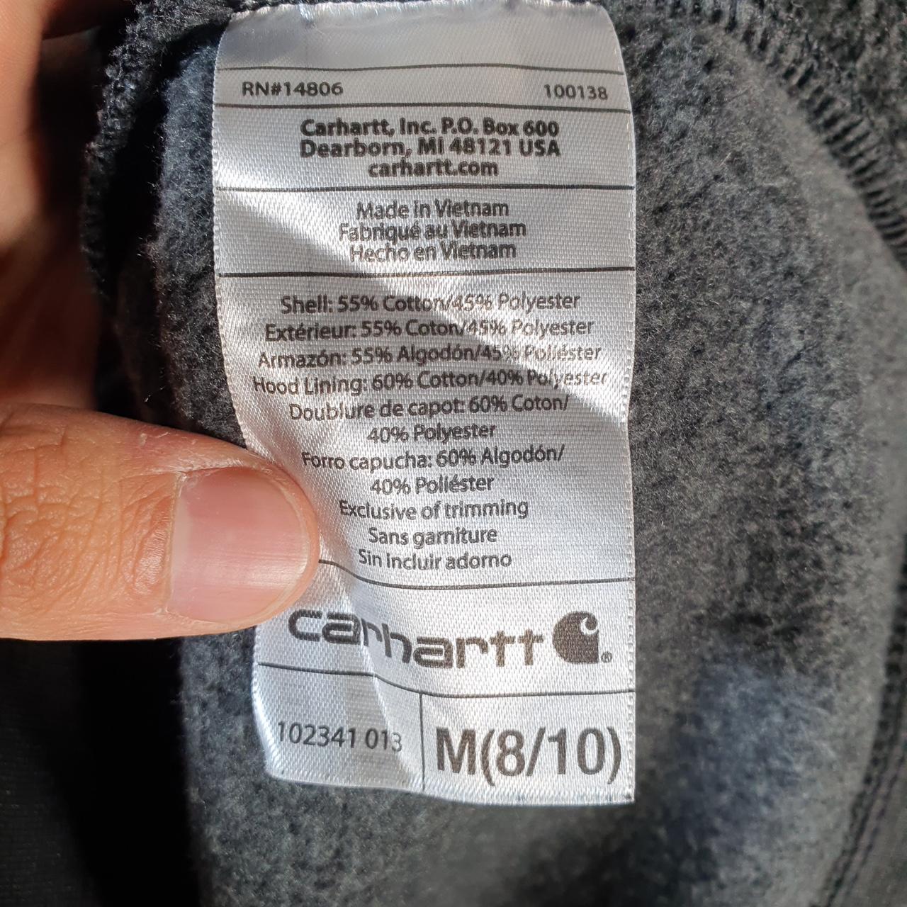 Vintage Carhartt Hoodie Womens Medium Grey Pullover Blank Sweatshirt USA 1/4 Zip